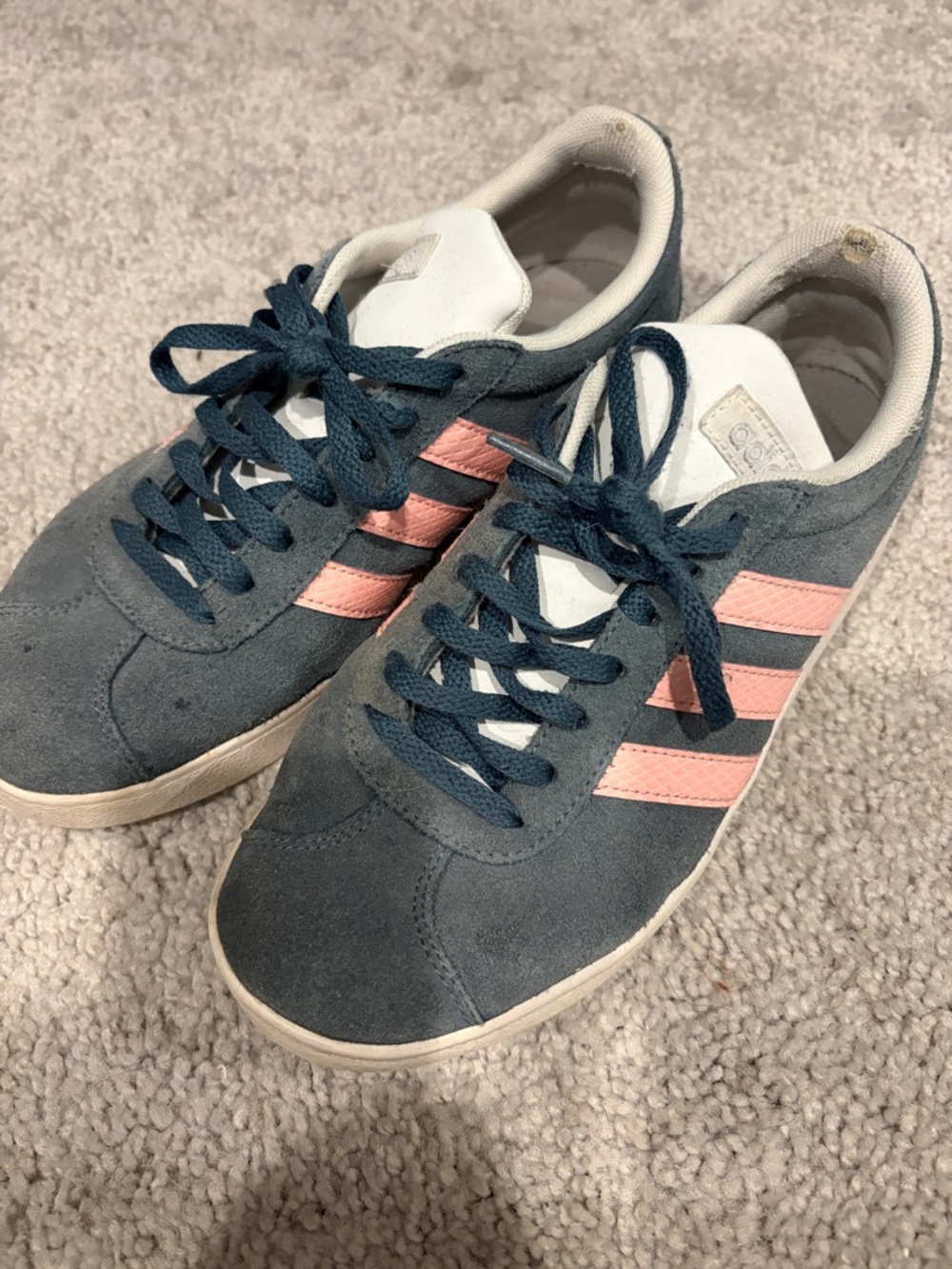 adidas Women's Teal Suede Sneakers with Pink Stripes